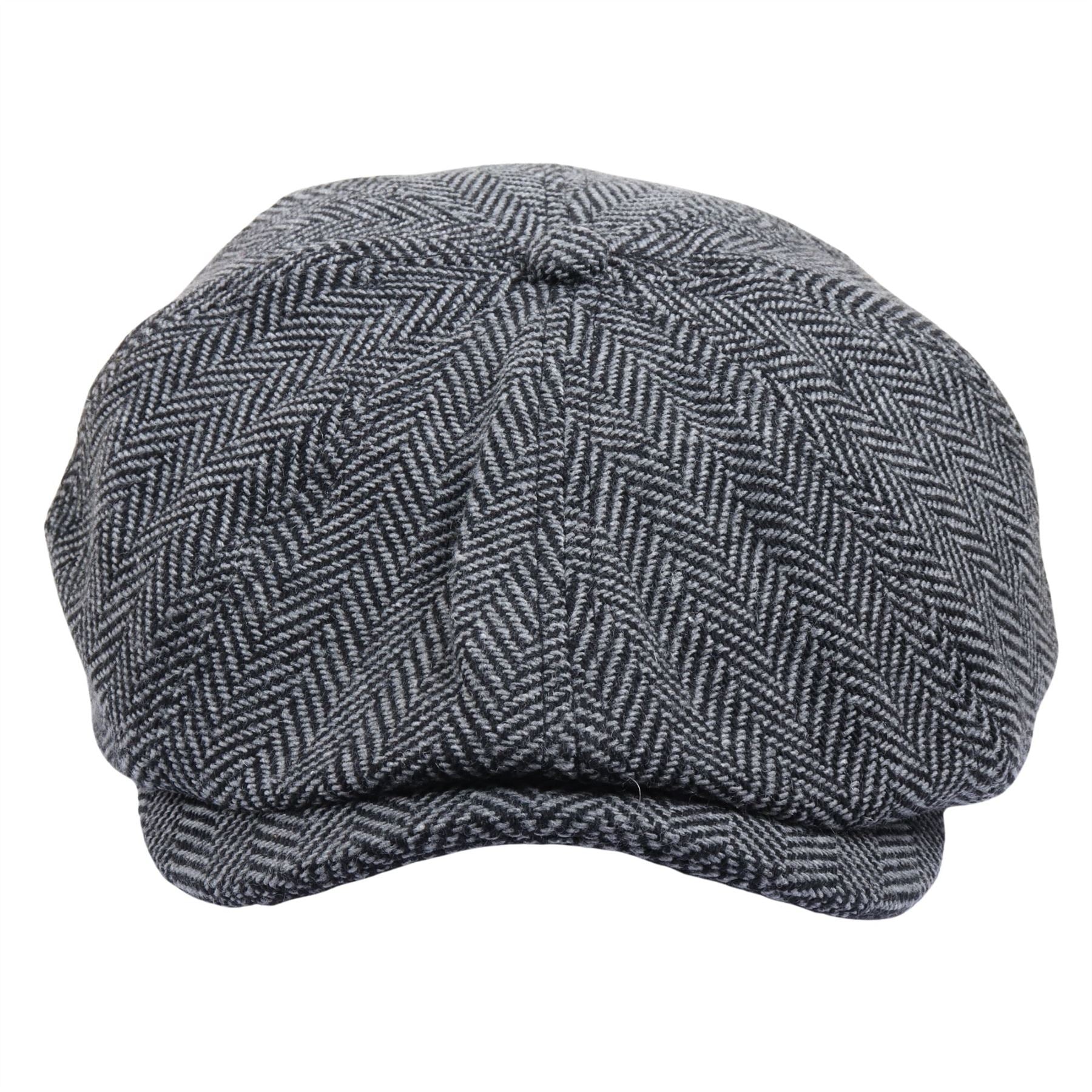 Men's Wool Blend Herringbone Newsboy Flat Cap