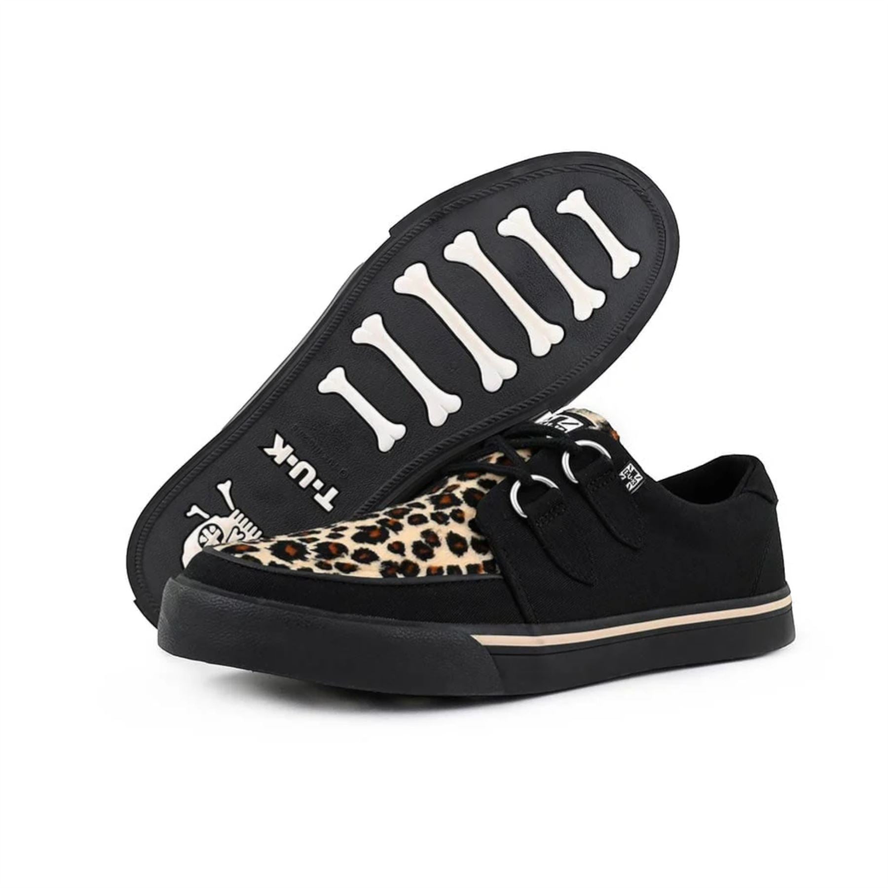 Pointed Creeper Sneaker Black Leopard Canvas Platform Shoes