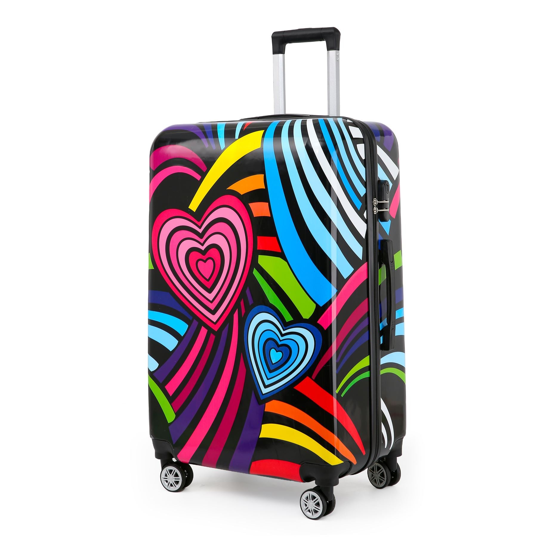 Hard Shell Suitcase Flower Heart Printed Luggage Travel Bag