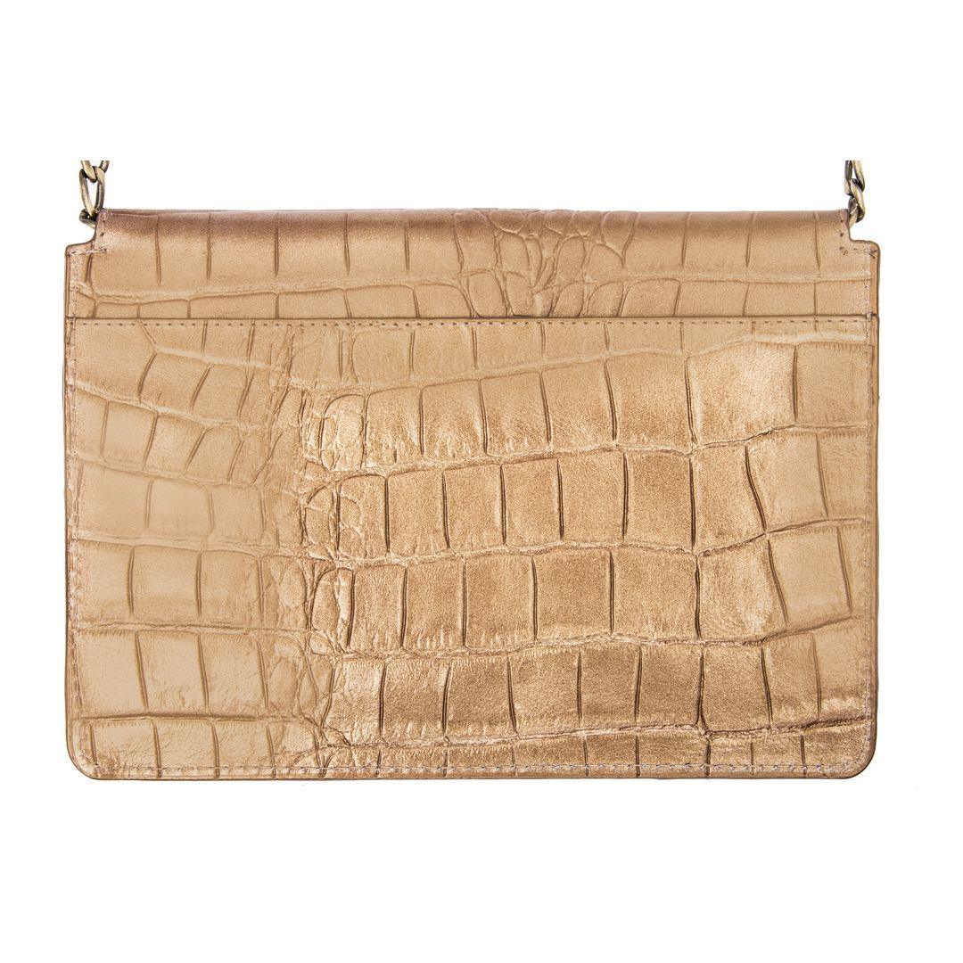 Womens Real Leather Buckle Hide Clutch Shoulder Bag Metal Chain Cross Body - Knighthood Store