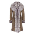 Taupe 3/4 Length Ladies Suede Real Toscana Sheepskin Coat Tailored Fit - Knighthood Store