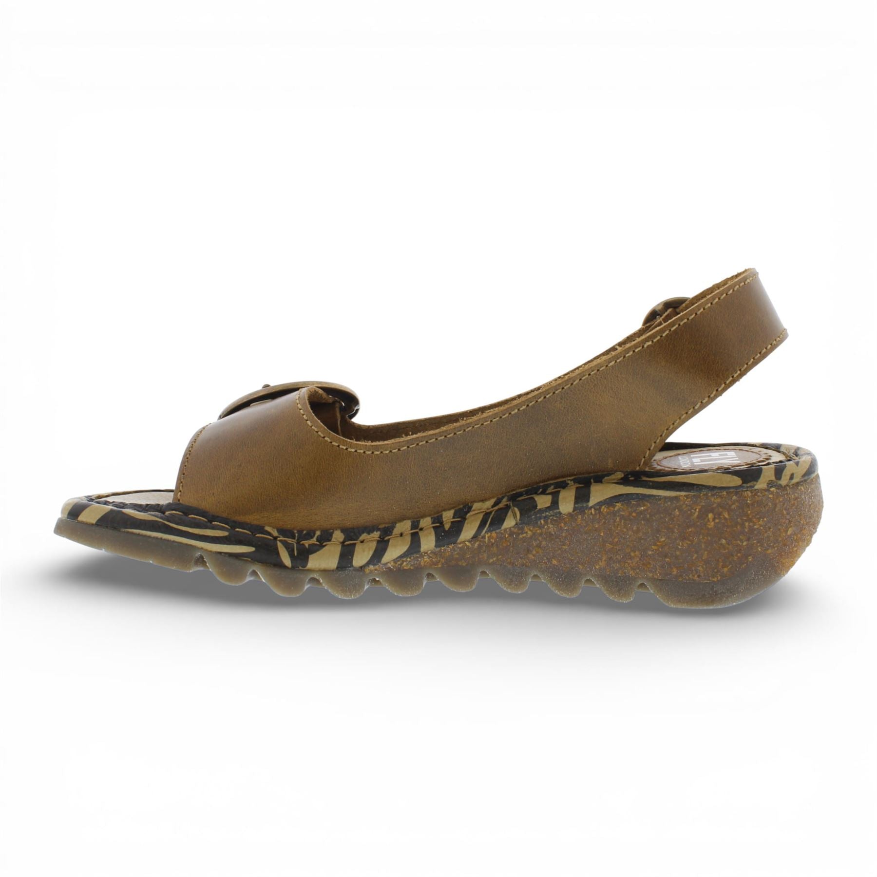 TRAM723FLY - Women’s Camel Brown Leather Wedge Sandals