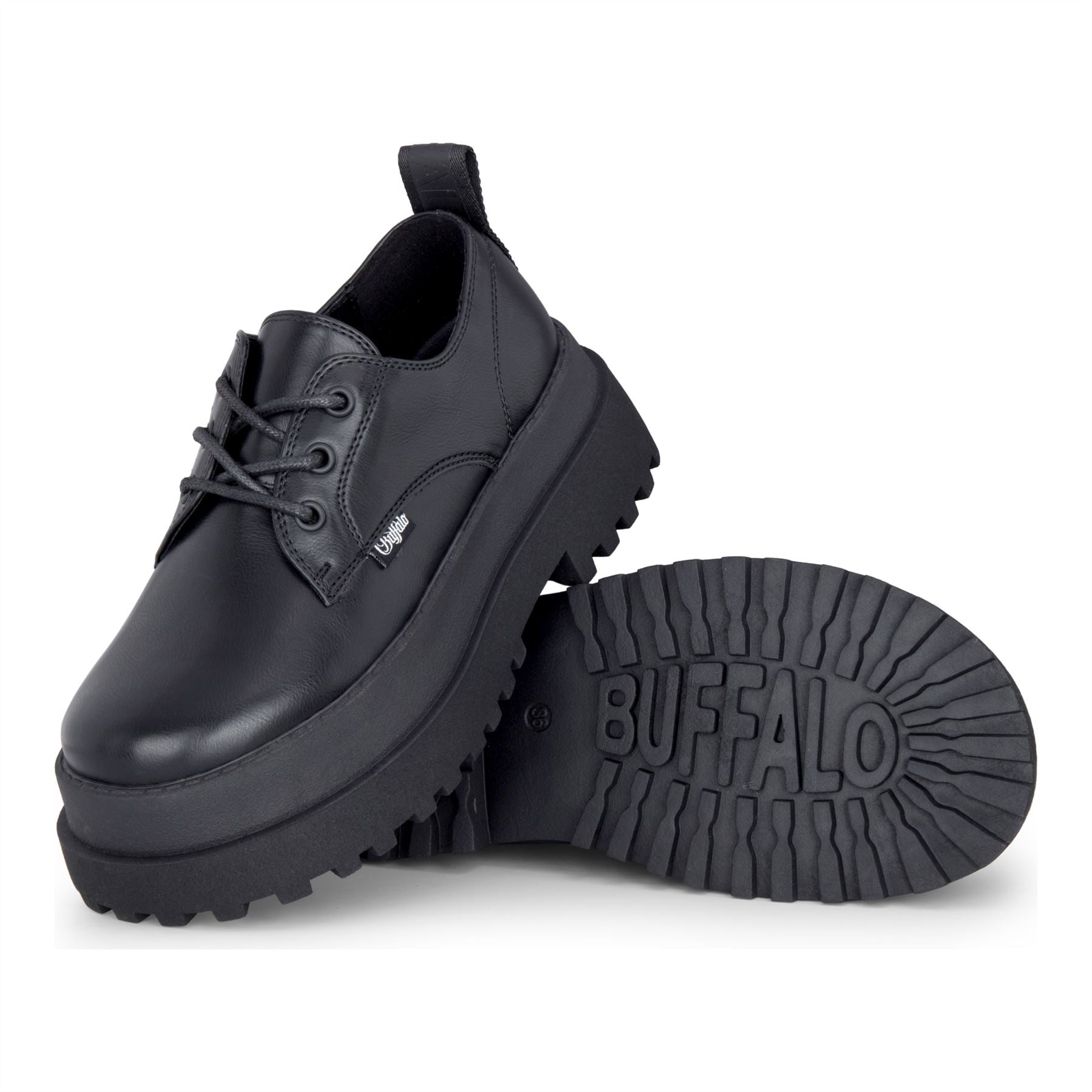 PLUTO LACE UP - Women’s Black Lace-Up Platform Shoes