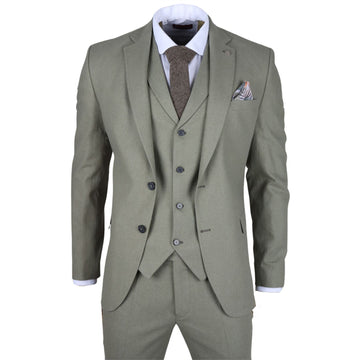 TruClothing TP-22 - Men's Sage 3 Piece Linen Summer Suit