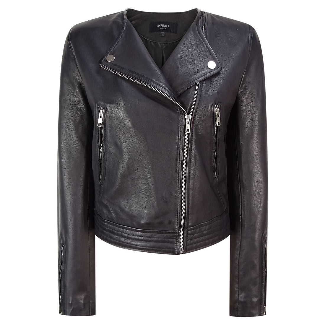 Ladies Real Leather Jacket Short Fitted Bikers Style Vintage Black Rock - Knighthood Store