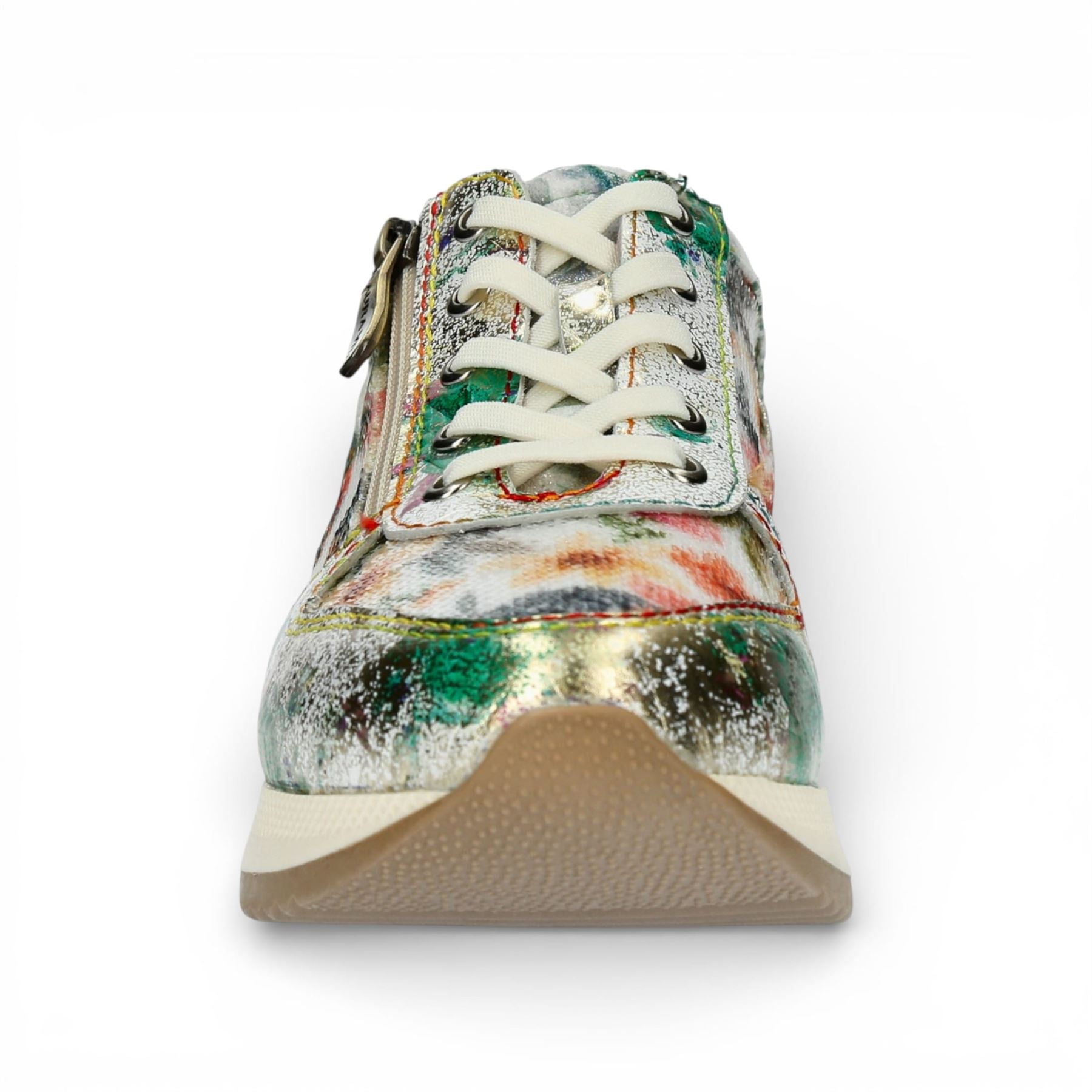 Gycmo 58 - Women's Green Floral Leather Sneakers