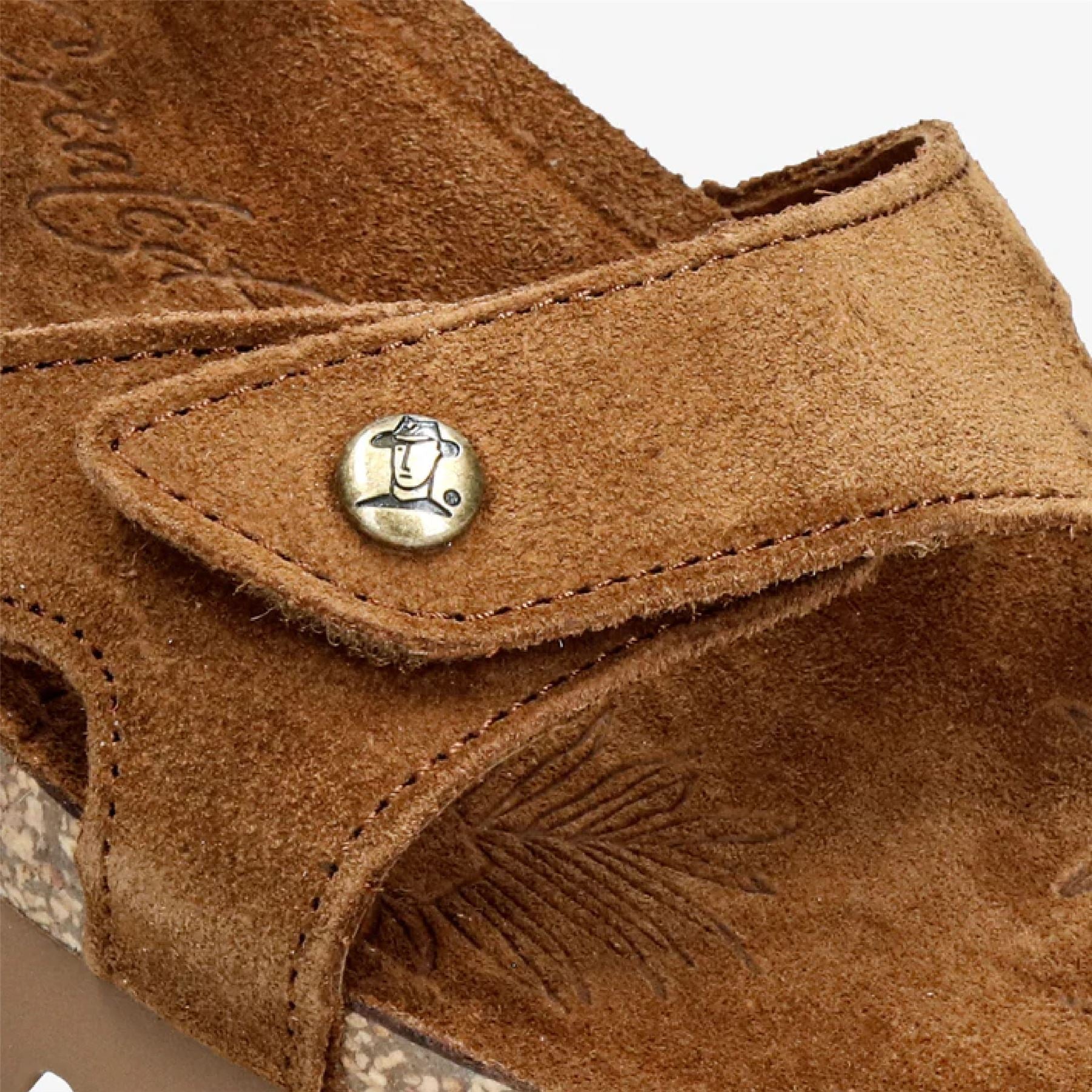 Sulia B26 - Women’s Wedge Brown Suede Leather Sandals