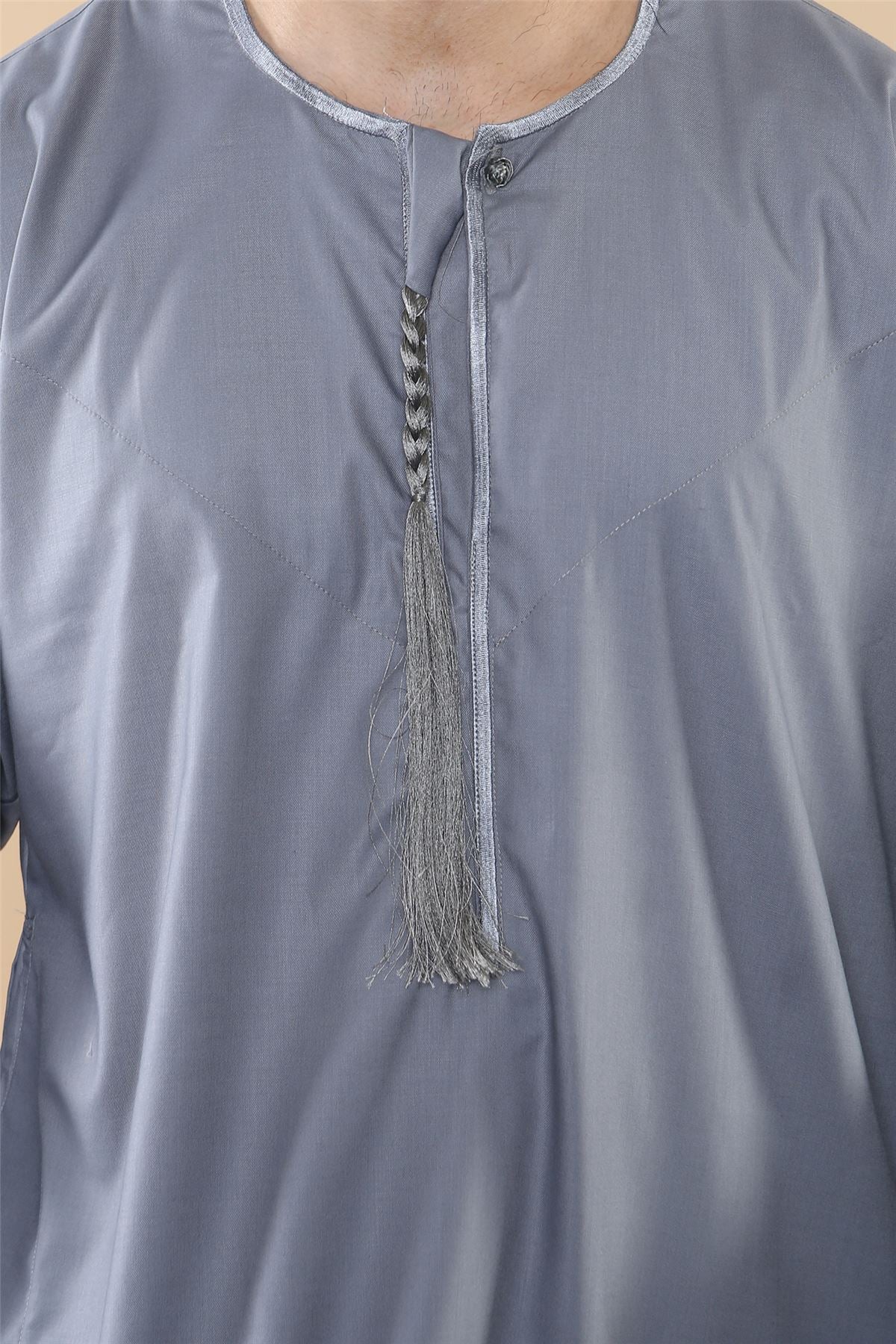 Mens Thobe Jubba Islamic Clothing Muslim Kaftan Emirati Omani Robe Arab Tassel