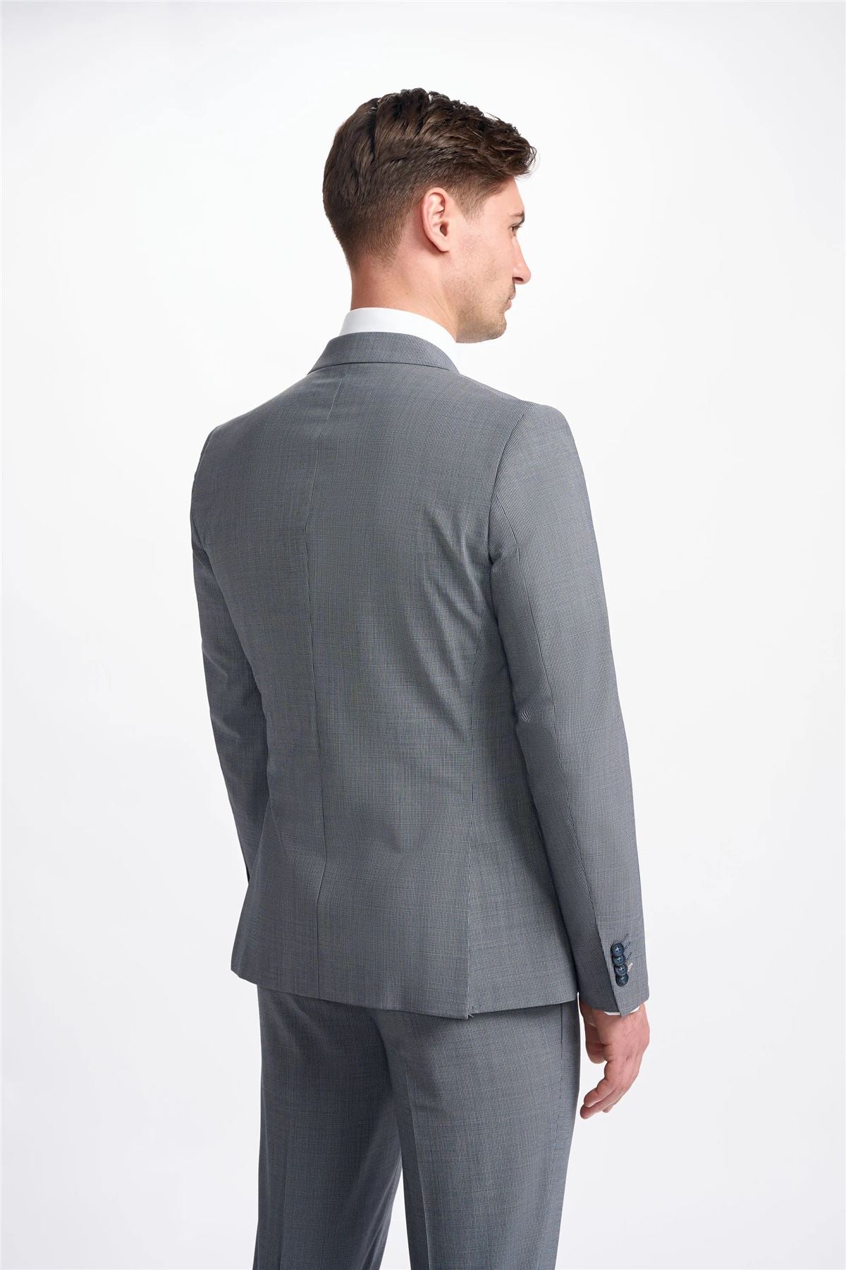 Men's Suit Grey 2 Piece Double Breasted Tailored Fit Formal Wedding Dress