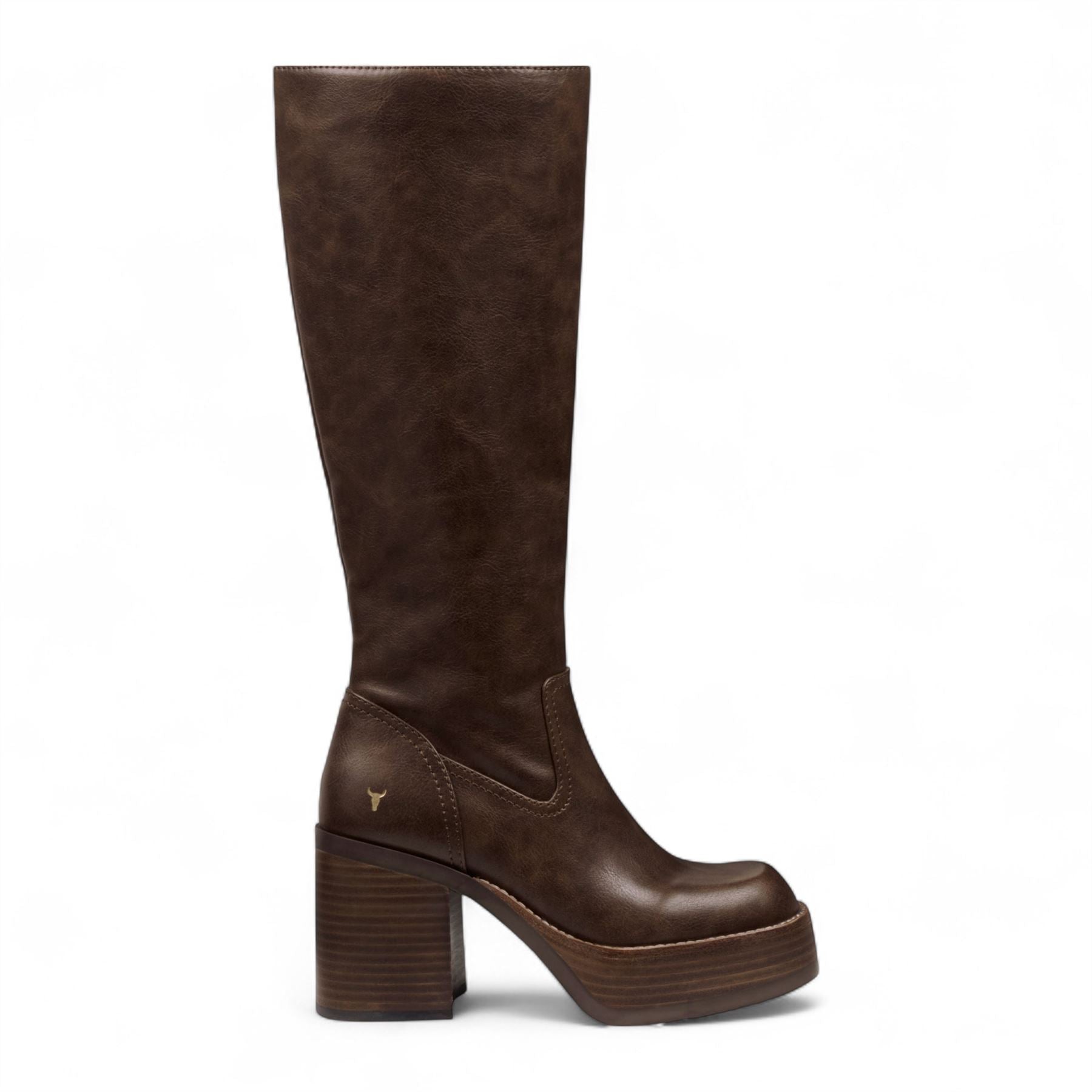 Niche - Women's Oak Brown Faux Leather Knee-High Boots