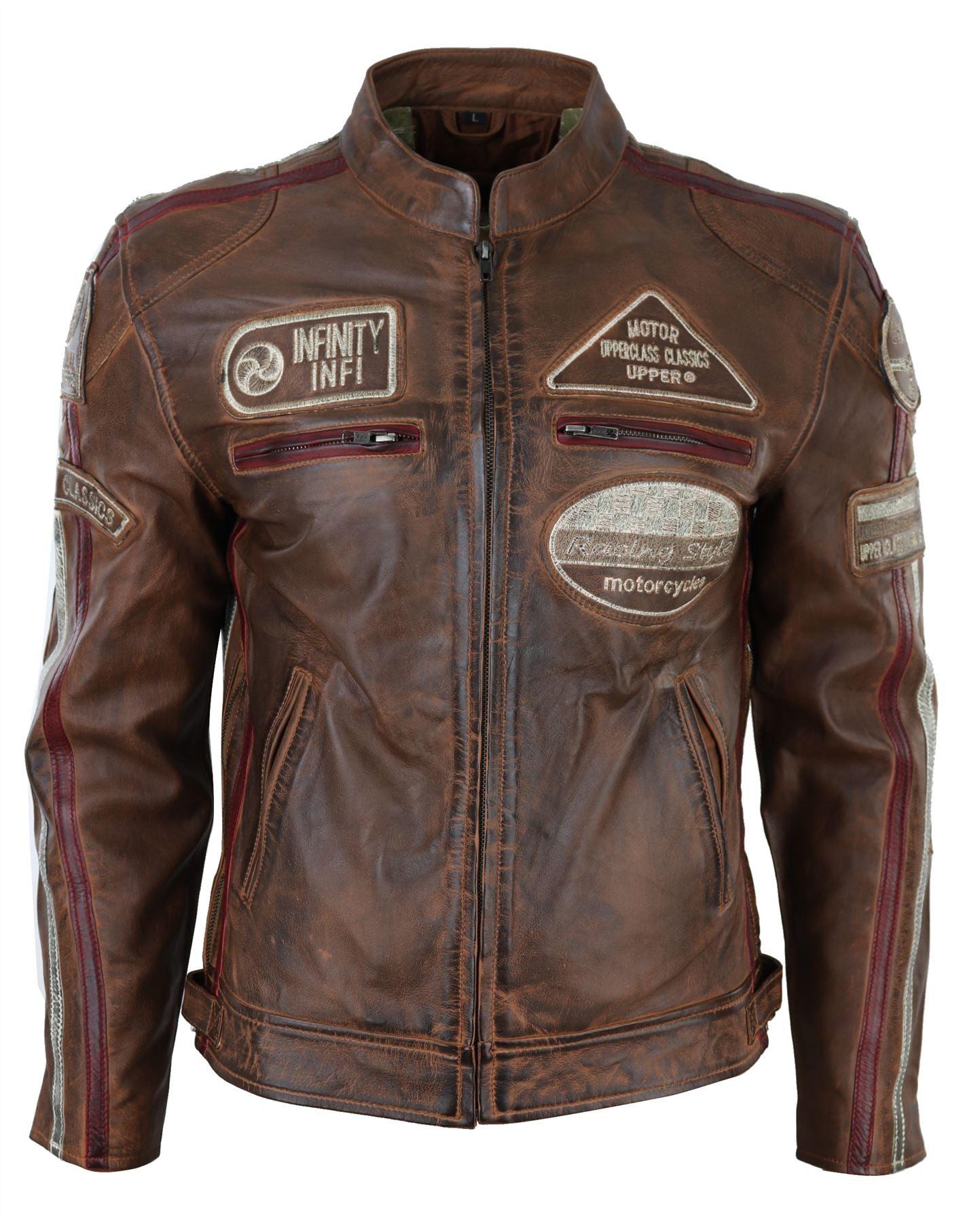 Men's Zipped Biker Leather Jacket | Infinity - Knighthood Store