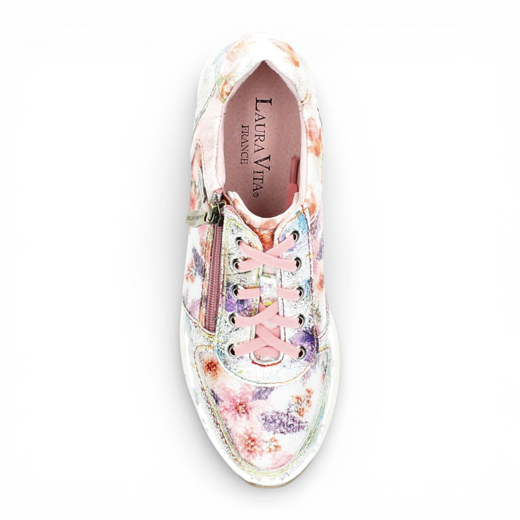 Gycmo 58 - Women's Rose Pink Floral Leather Sneakers