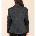 Womens Tweed Check Waistcoat Blazer Suit Grey Classic Vintage Elboy Patch 1920s - Knighthood Store