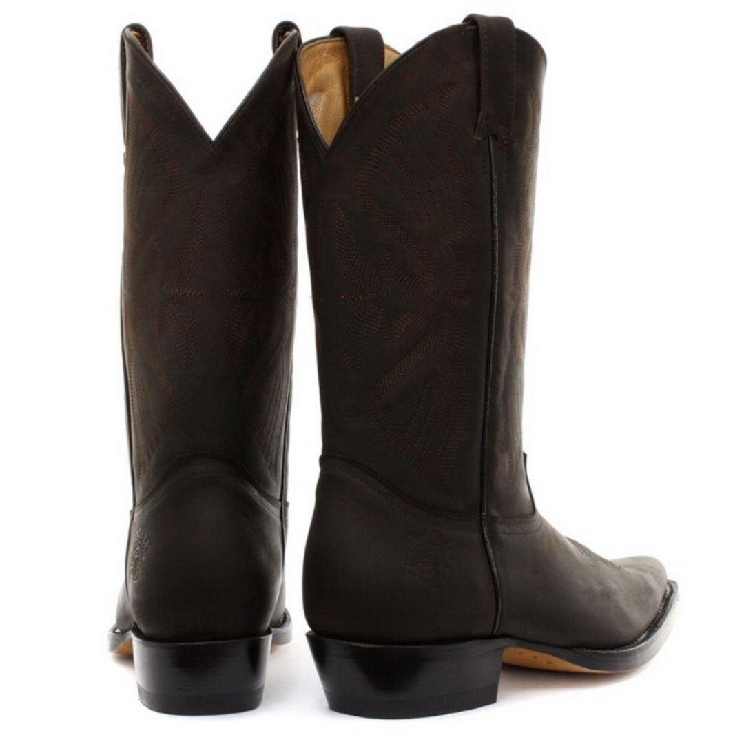 Mens Cowboy Boots Pointed Black Brown Grinders Louisiana Real Leather Western Cuban - Knighthood Store