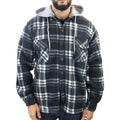 Men's Jumper Thermal Fleece Fur Lined Lumberjack Removable Hooded Buttoned Check Winter Shirt - Knighthood Store