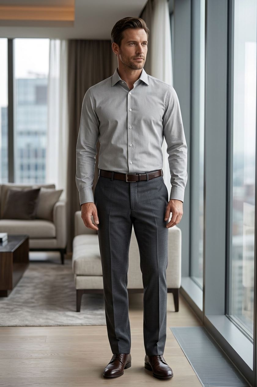 Men's Long Sleeve Button-Down Dress Shirt