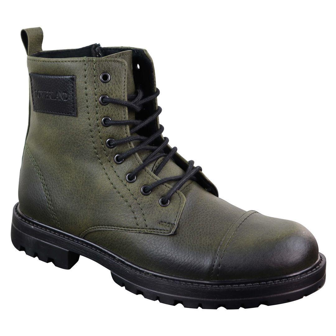 Mens Ankle Boots Military Army Laced Zip Casual Combat Vintage Classic Leather - Knighthood Store