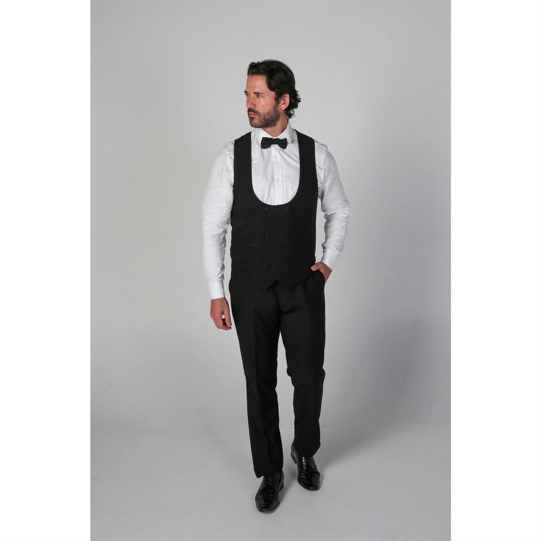 Men's Black Waistcoat Double Breasted Round Collar Vest - Knighthood Store