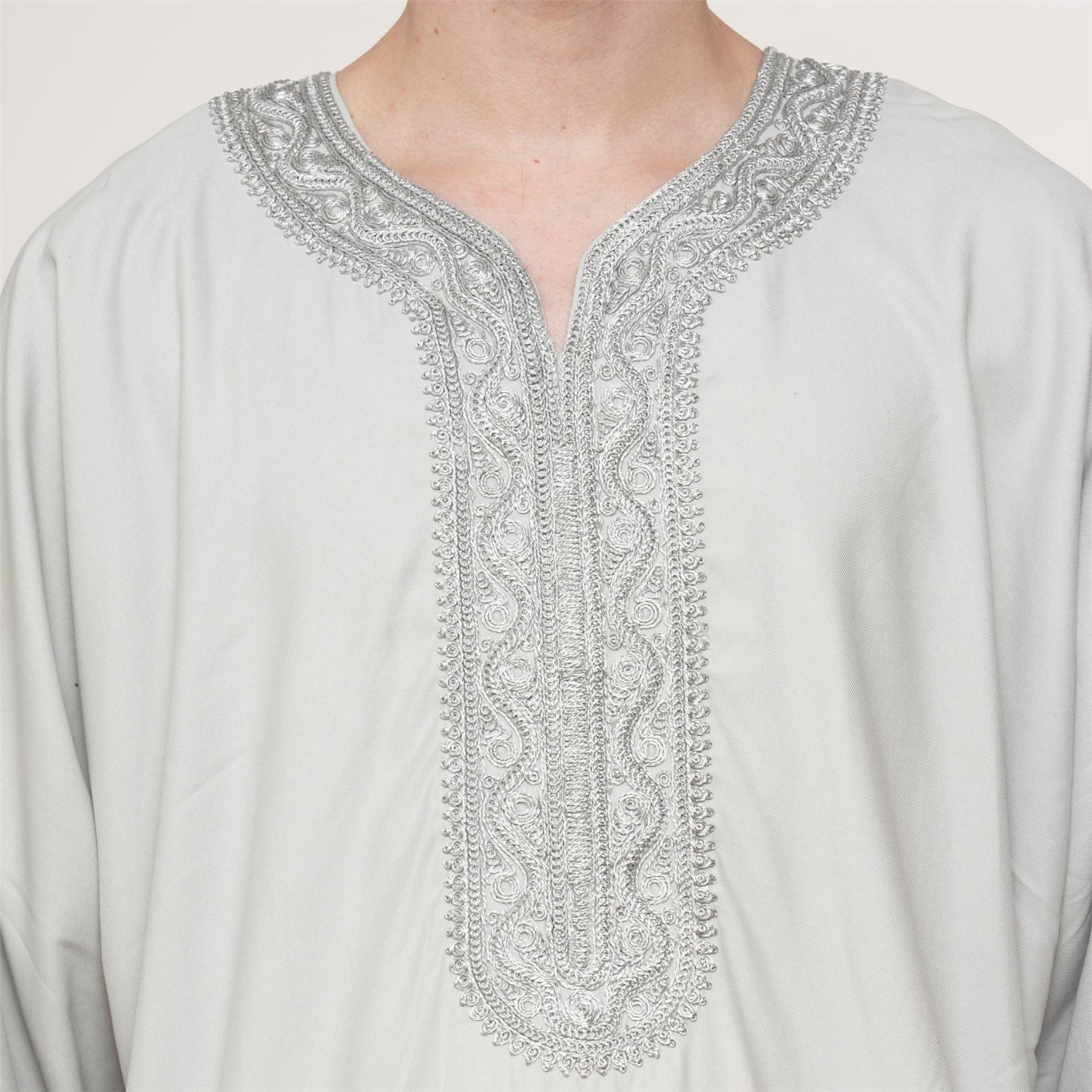 Men's Half Sleeve Embroidery Moroccan Thobe