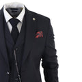 Mens Classic 3 Piece Suit Black Pocket Chain Wedding Tailored Fit Vintage Formal - Knighthood Store