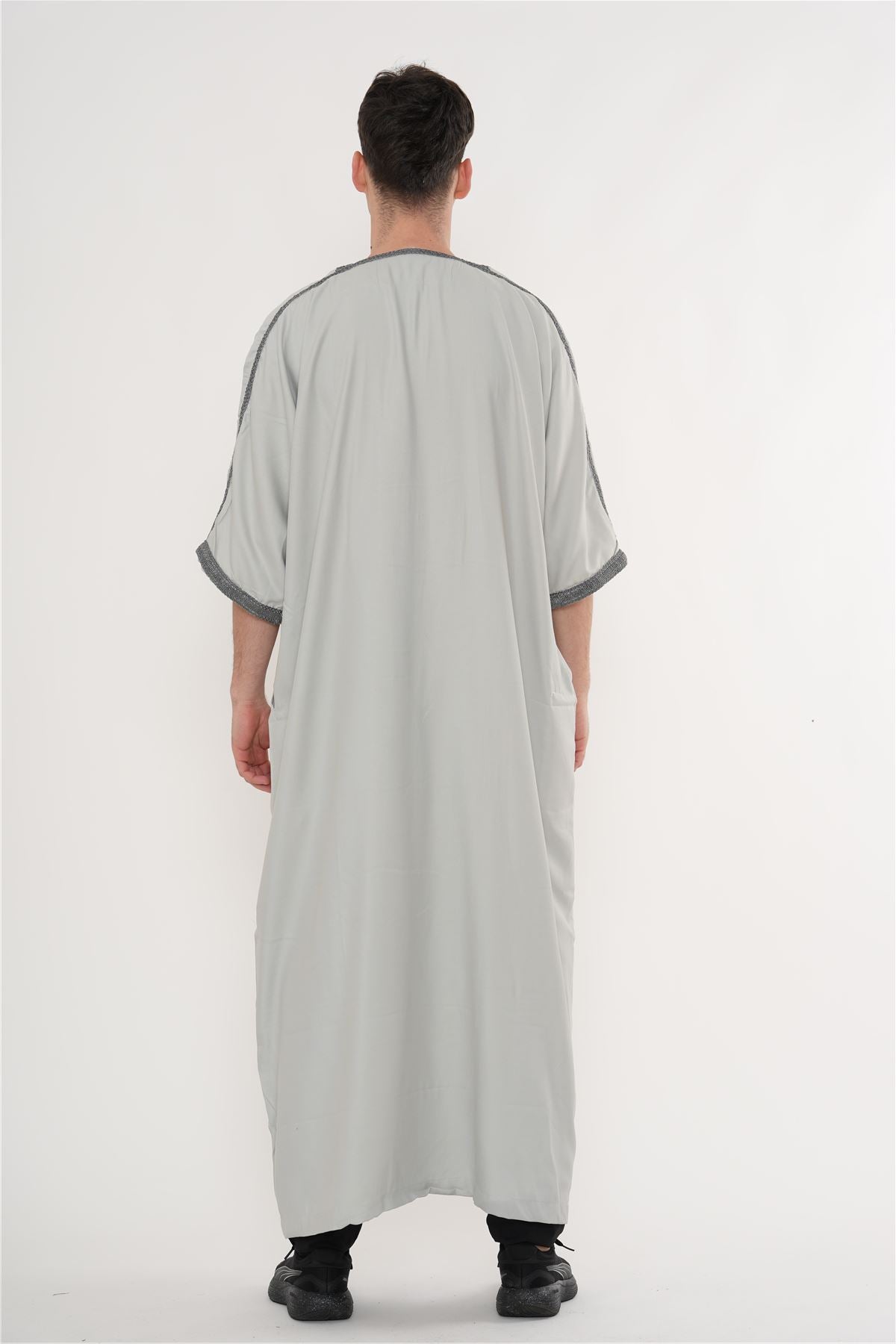 Men's Half Sleeve Embroidery Moroccan Thobe