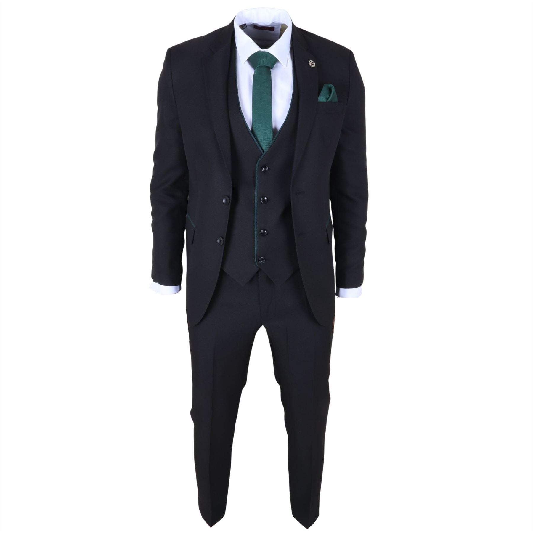 IM48 - Men's 3 Piece Black Tailored Fit Suit