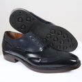 Men's Shoes Navy Blue Patent Leather Lace Up Brogue Formal Dress Shoe - Knighthood Store