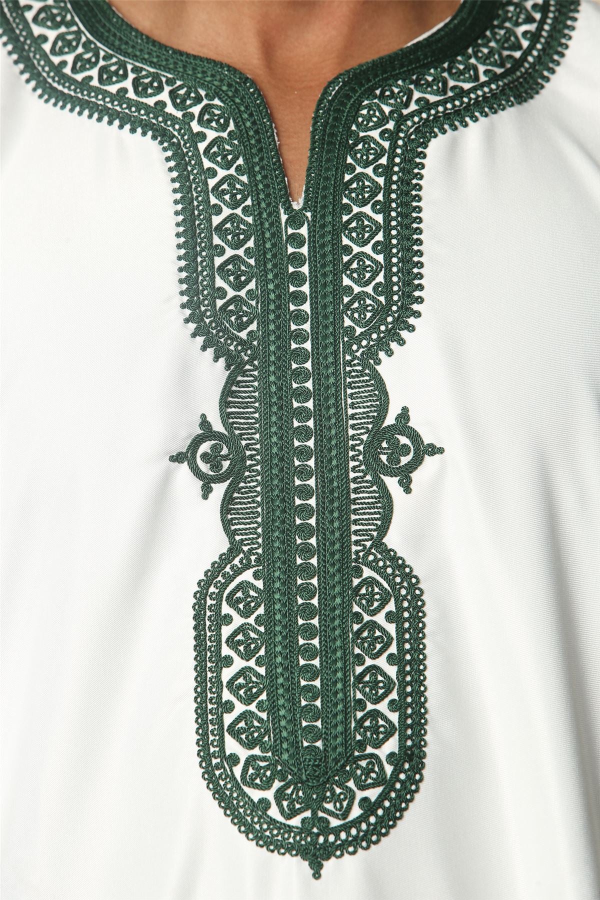 Men's Moroccan Thobe Gandoura Short Sleeve Jubba Islamic Clothing Kaftan Eid Robe Arab Embroidery