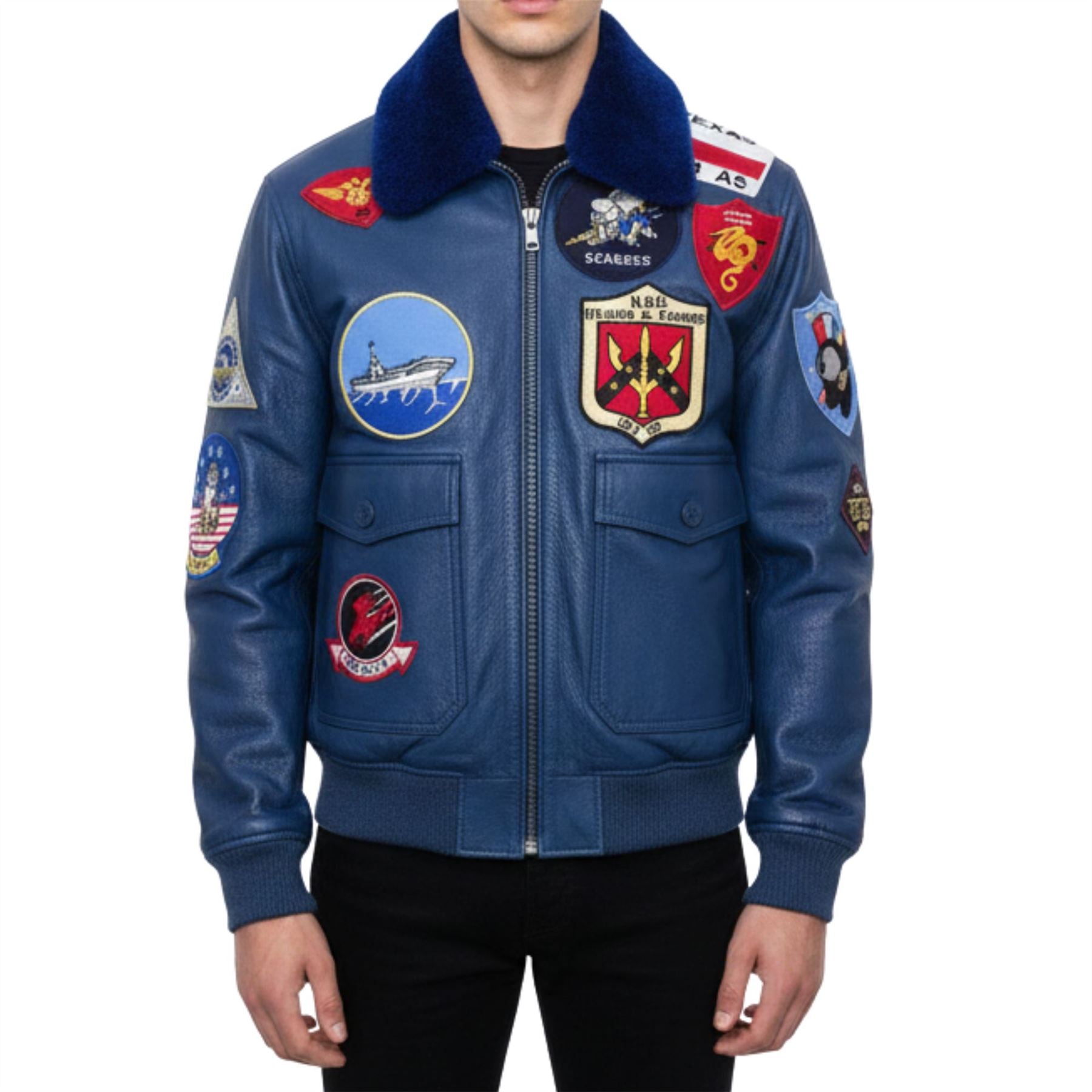 Men's Cowhide Top Gun Maverick Leather Aviator Bomber Jacket
