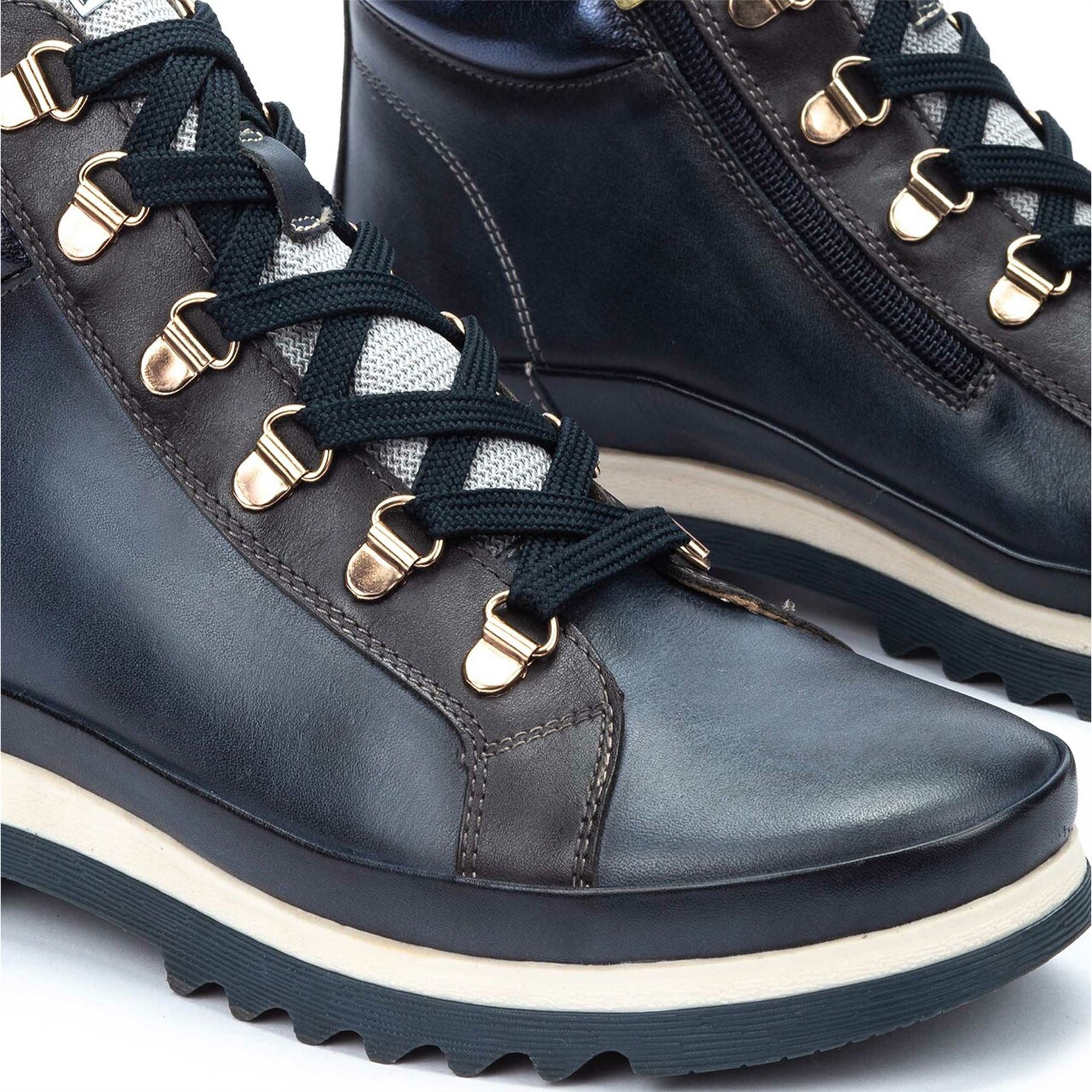 Vigo - Women’s Blue Leather Ankle Trainers Boots