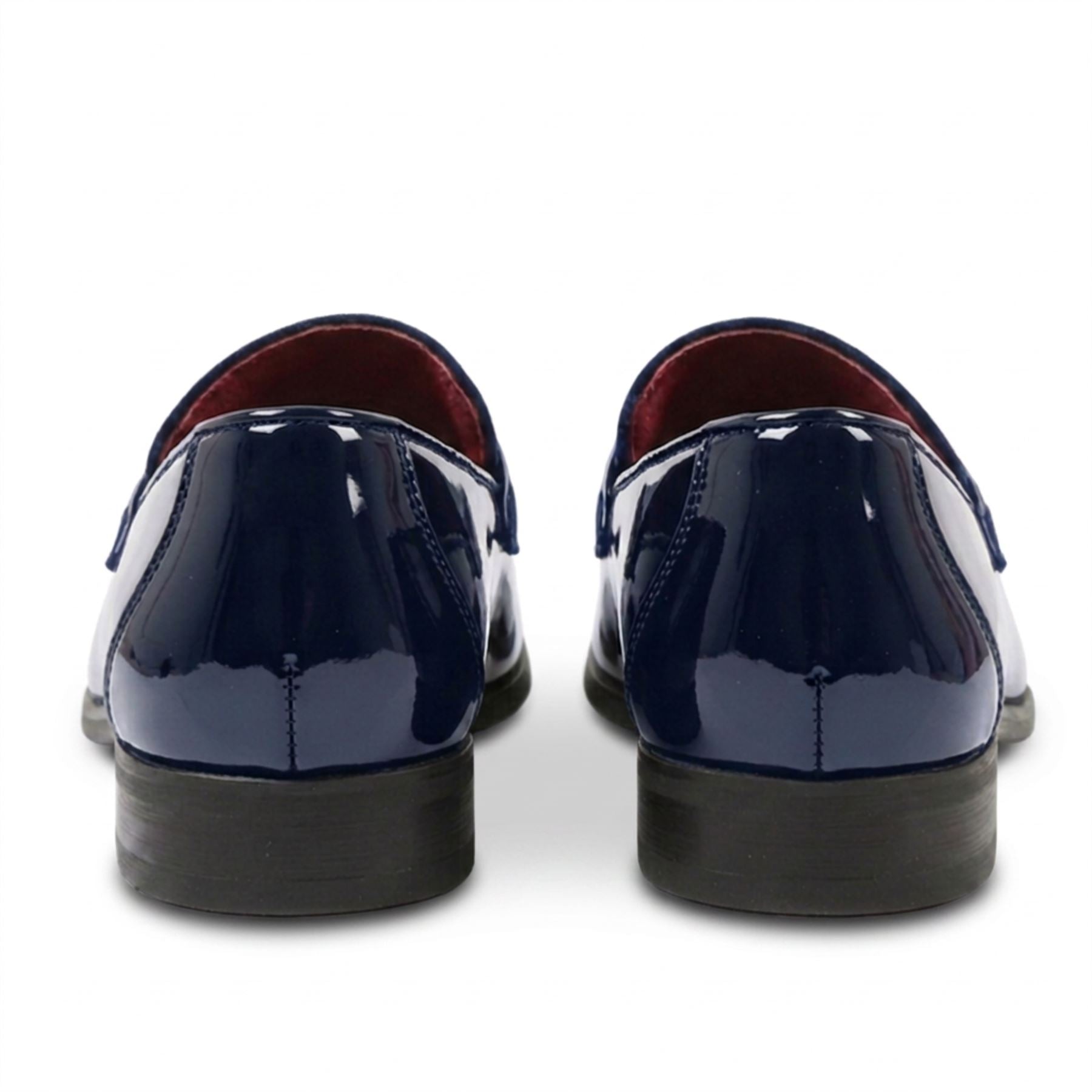 Men's Slip On Vegan Leather Velvet Detailed Patent Loafers