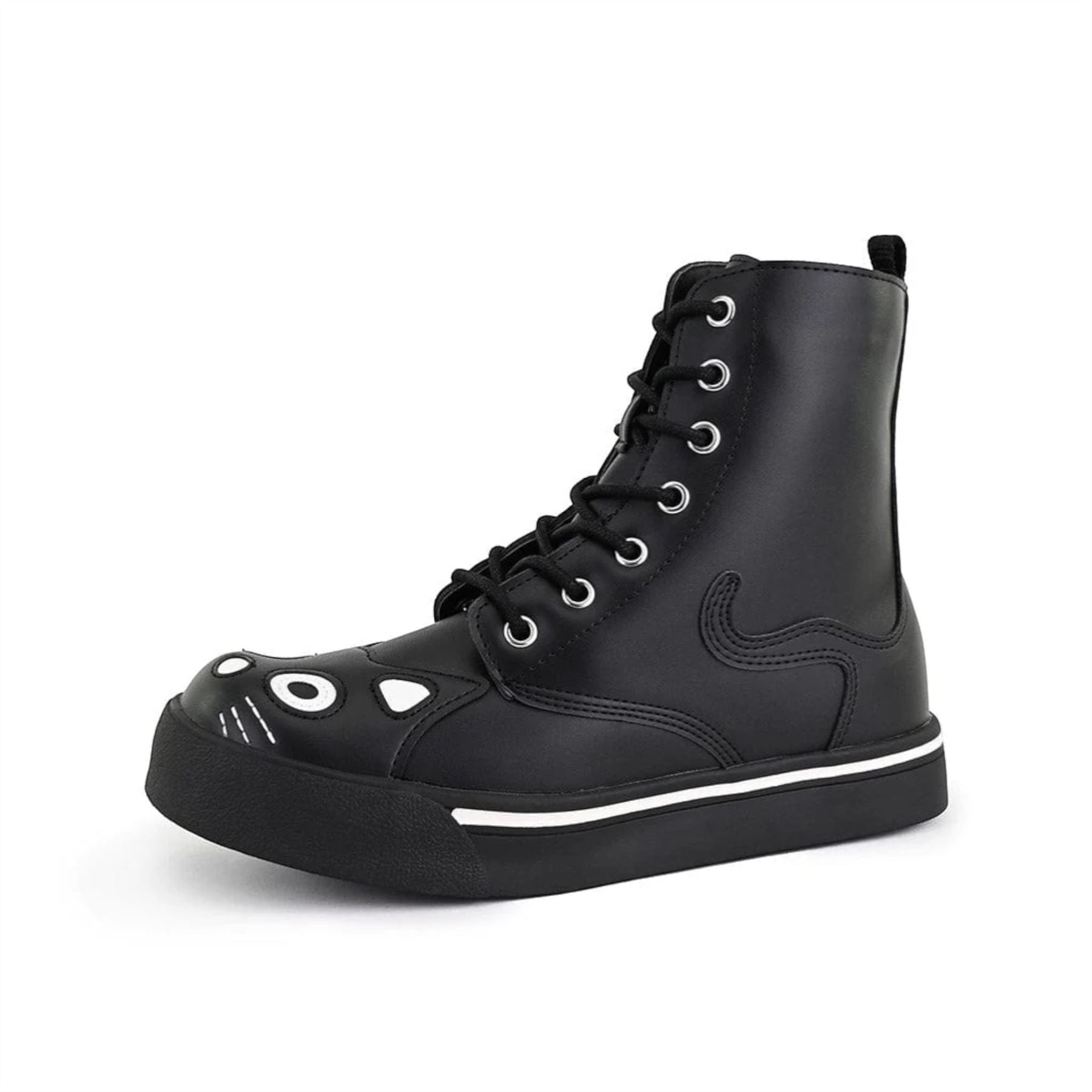 Women's Kitty Black Vegan Leather Combat Sneaker Boots