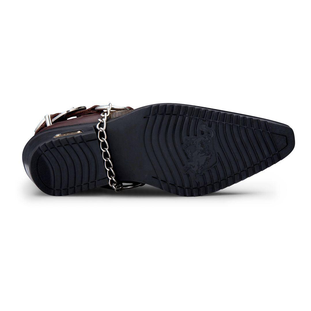 Mens Genuine Leather Snake Pattern Riding Westerm Shoes Wincklepickers Cuban Heel Cowboy - Knighthood Store