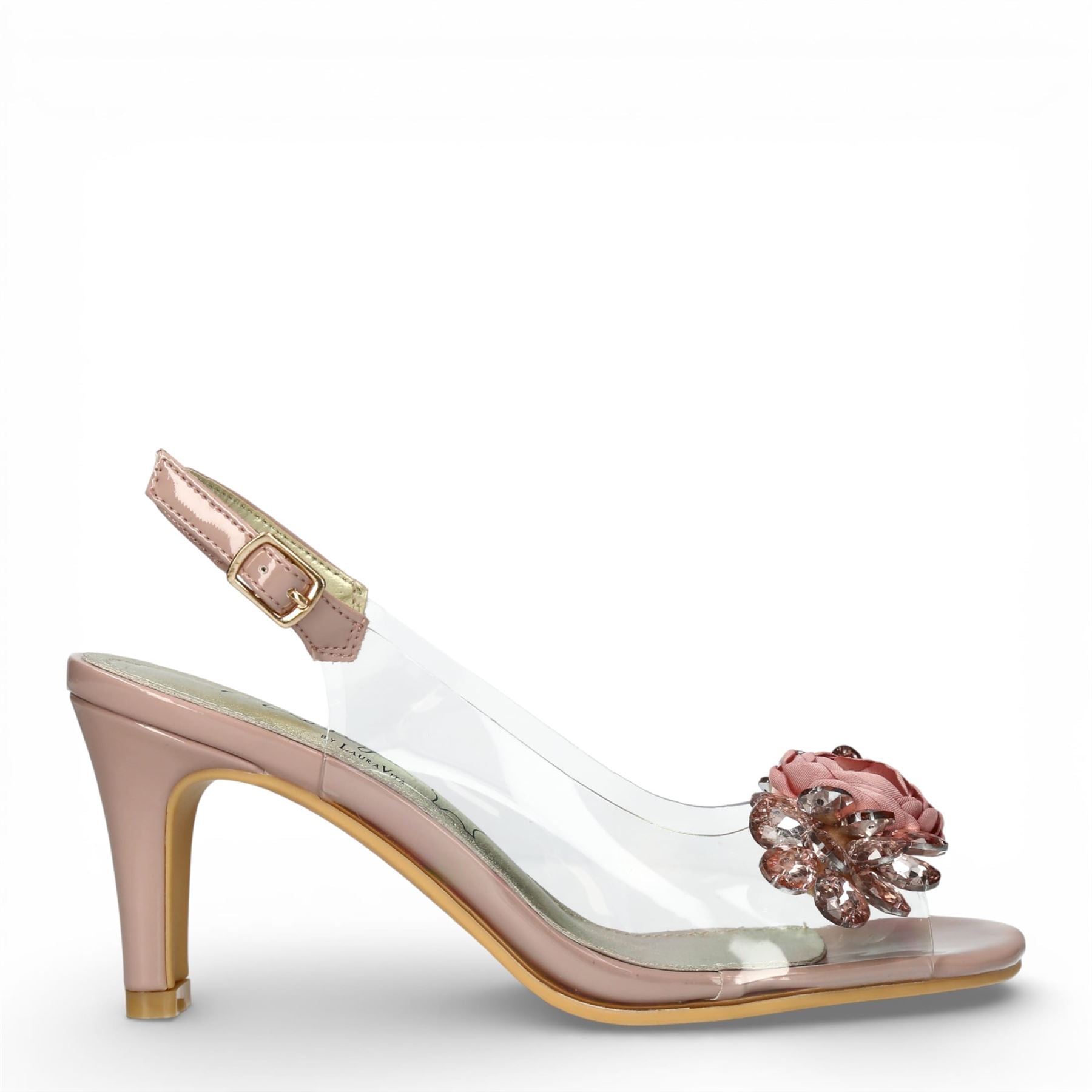 Mira 05 - Women’s Clear Rose Pink Slip-On Heel Sandals
