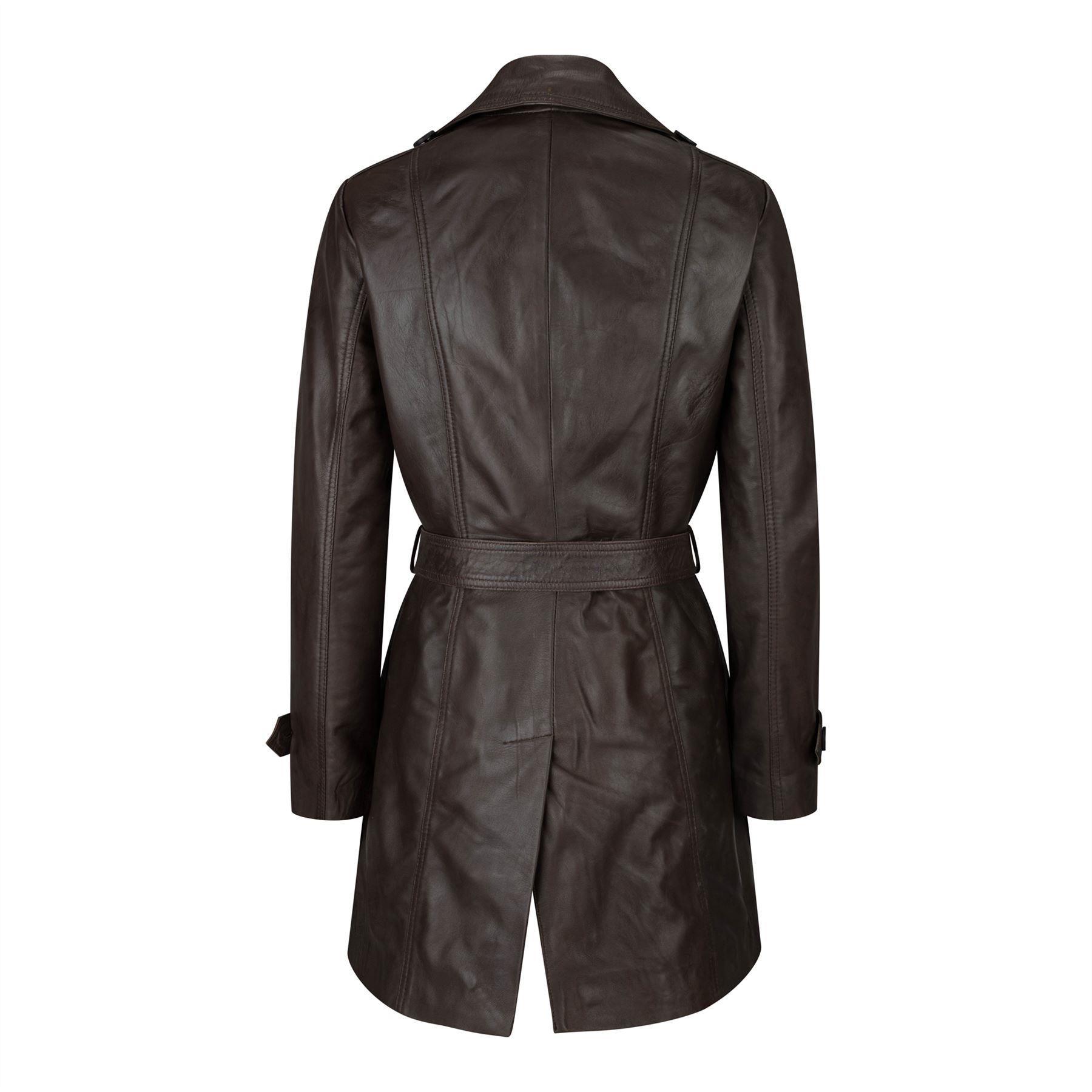 Ladies Women Real Leather Mid Length Blazer Style Retro Jacket - Knighthood Store