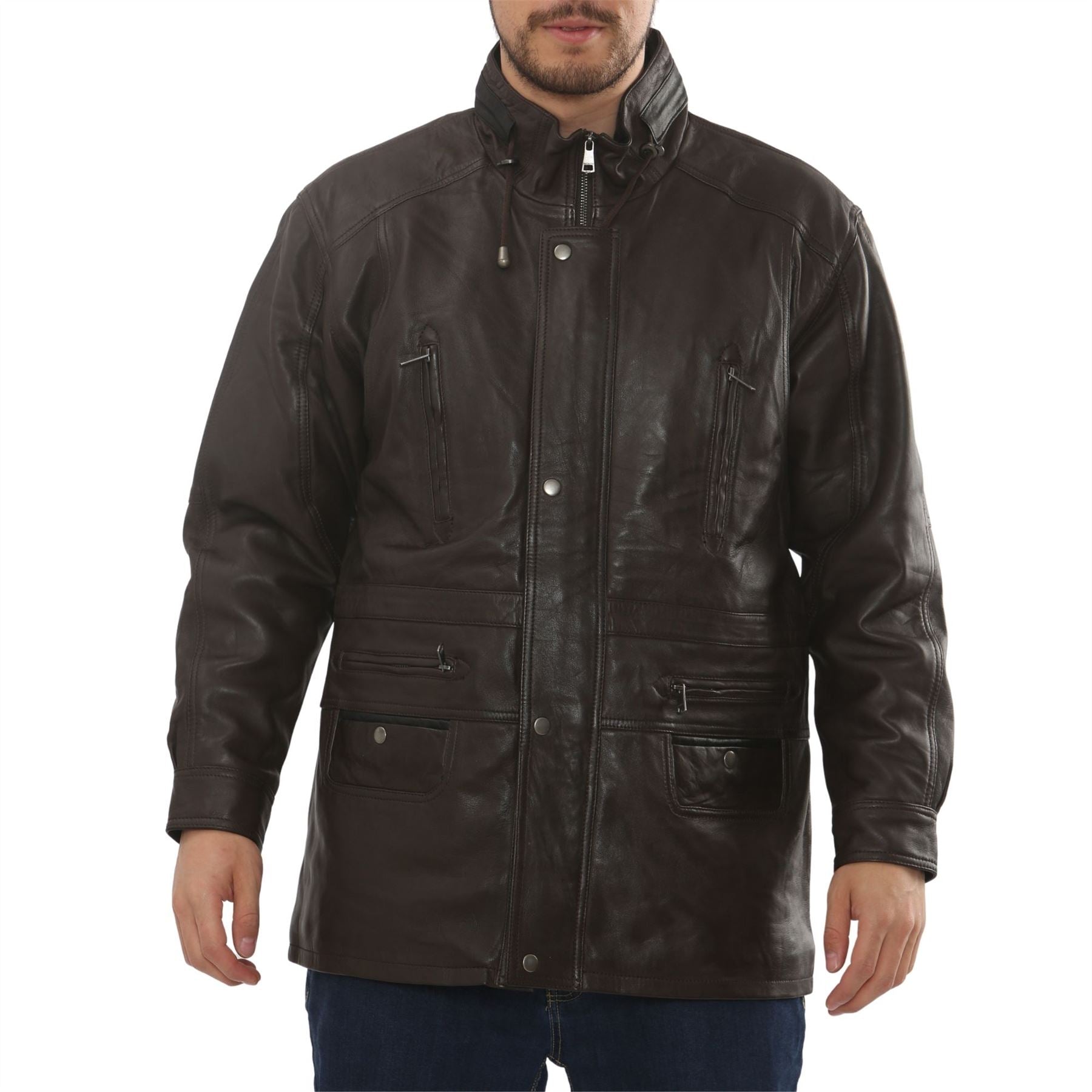 Men's Lambskin Leather Mid Length Jacket
