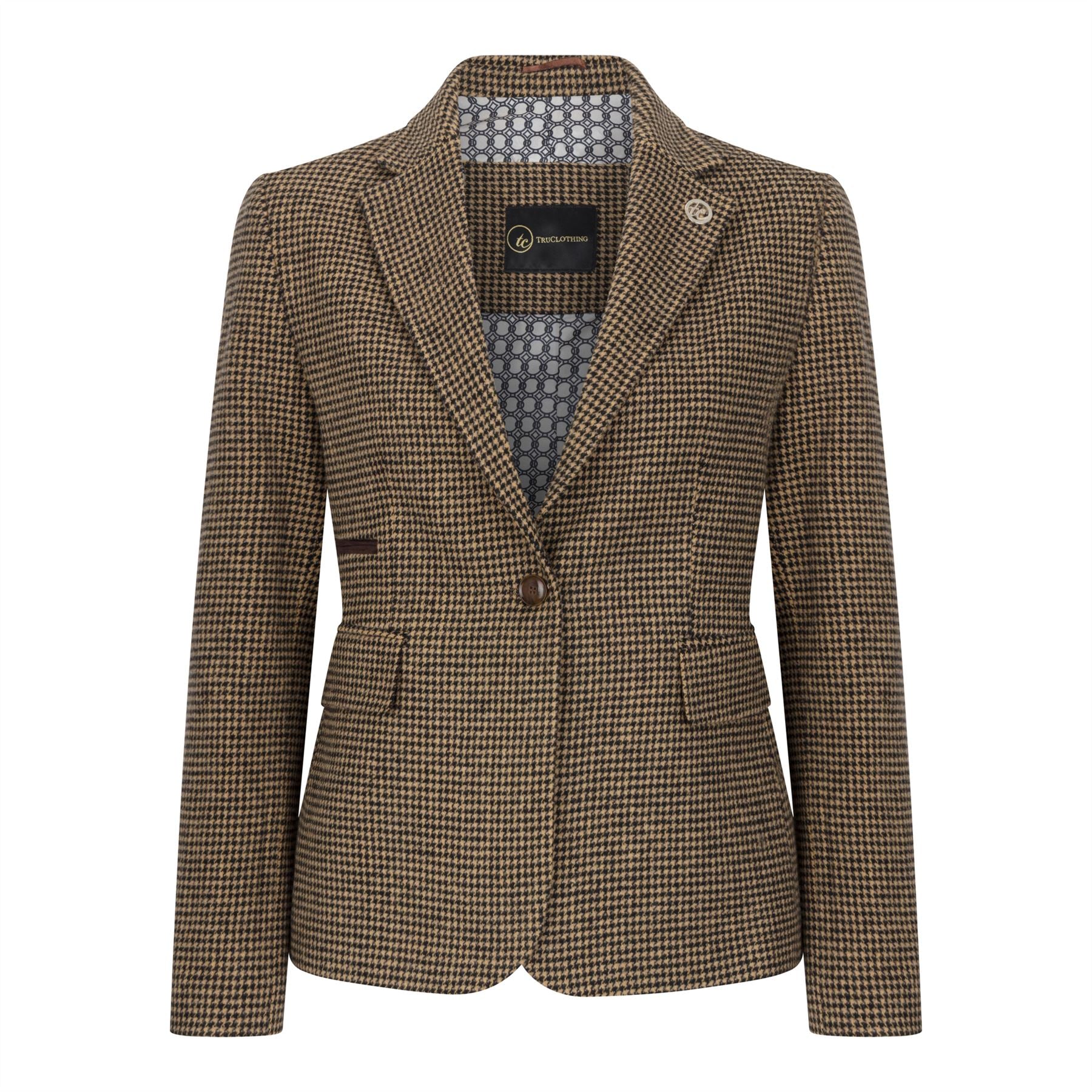 TPW-20 - Women's Wool Blend Brown Dogtooth Tweed Blazer