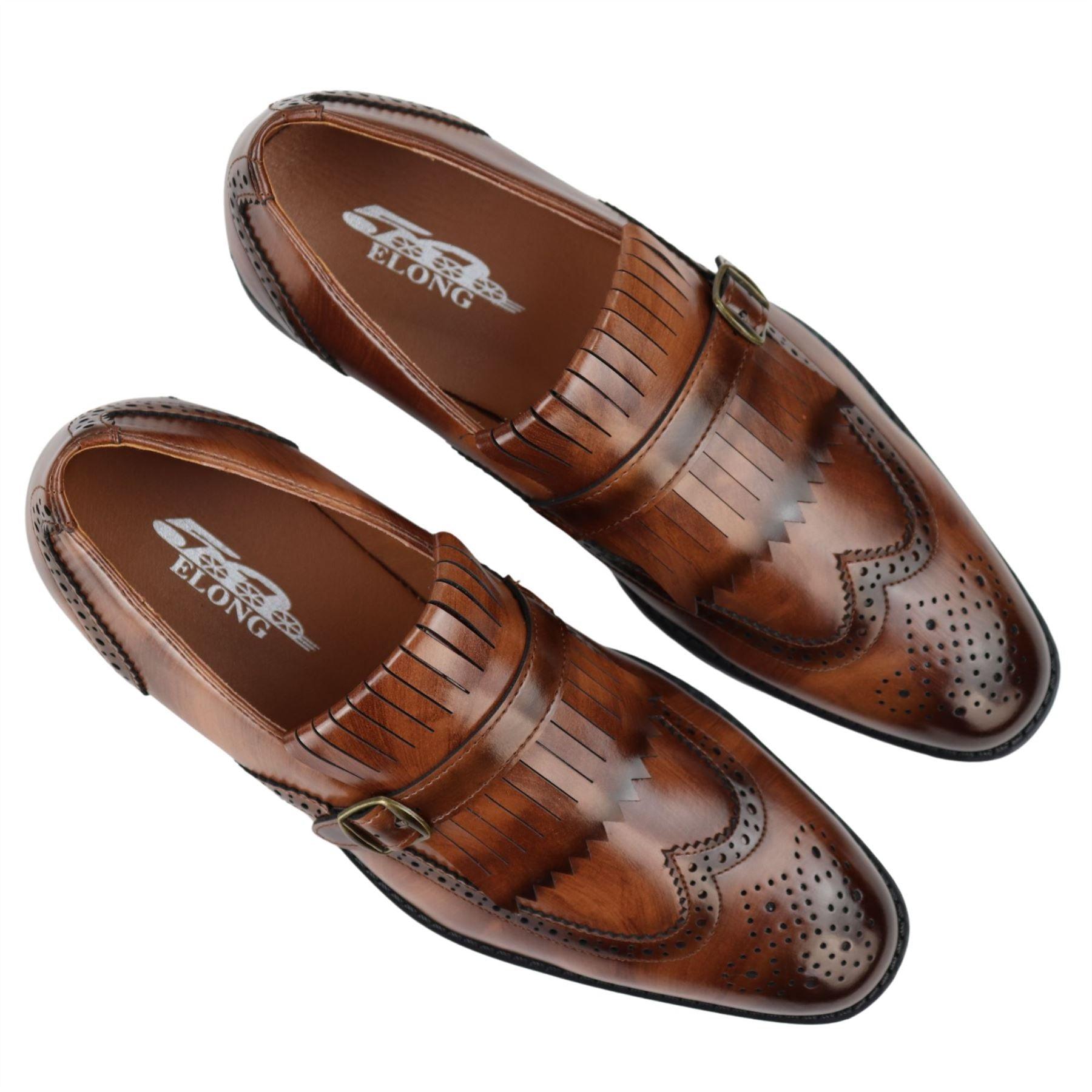 Mens Oxford Monk Shoes Smart Formal Classic Slip On Dress - Knighthood Store