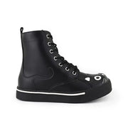 Women's Kitty Black Vegan Leather Combat Sneaker Boots