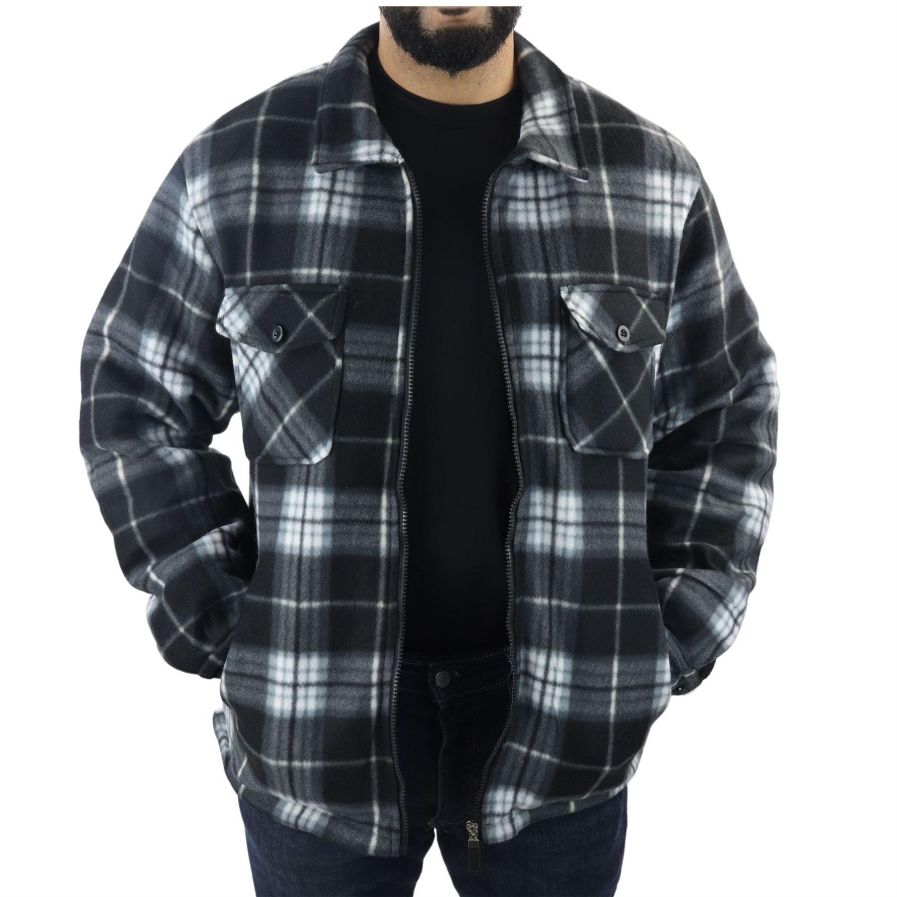 Men's Jumper Thermal Fleece Fur Lined Lumberjack Zipped Check Winter Shirt - Knighthood Store