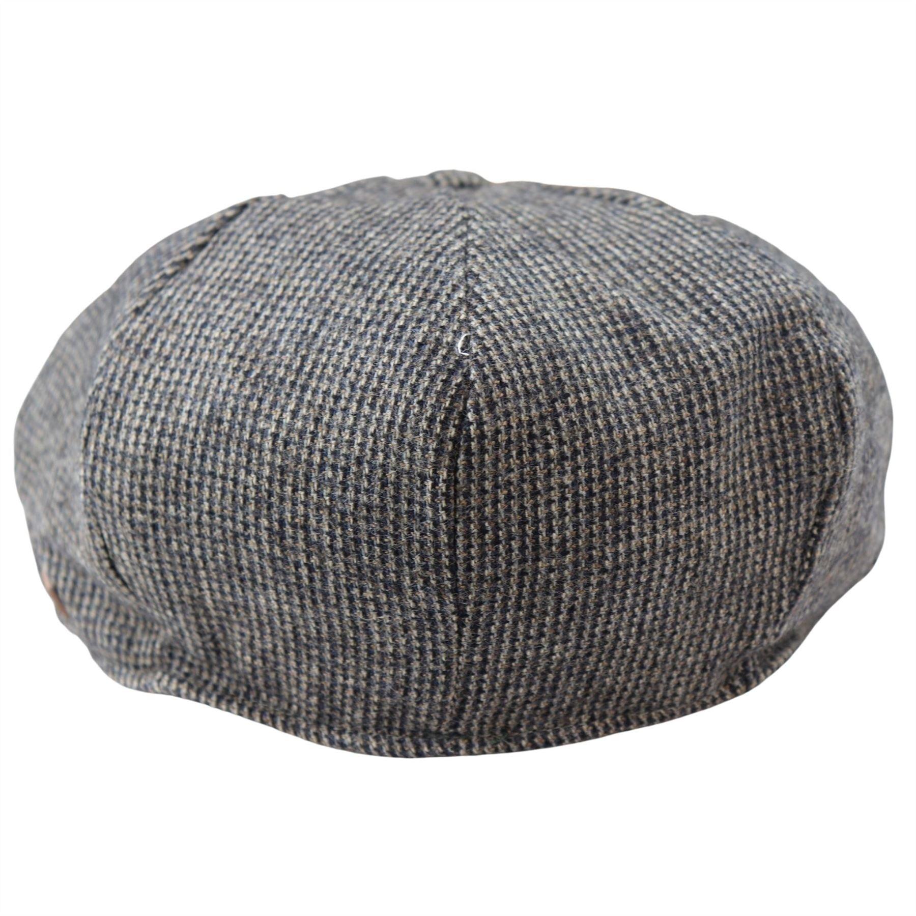 Mens 8 Panel Razor Baker Boy Hat Wool Tweed Shelby Newsboy Flat Cap Grey - Knighthood Store