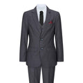 Boys 3 Piece Charcoal Dark Grey Suit Classic Wedding Party Vintage - Knighthood Store