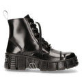 New Rock M-WALL005N-C6 Black Leather Wall Gothic Rock Biker Ankle Boots Patent - Knighthood Store