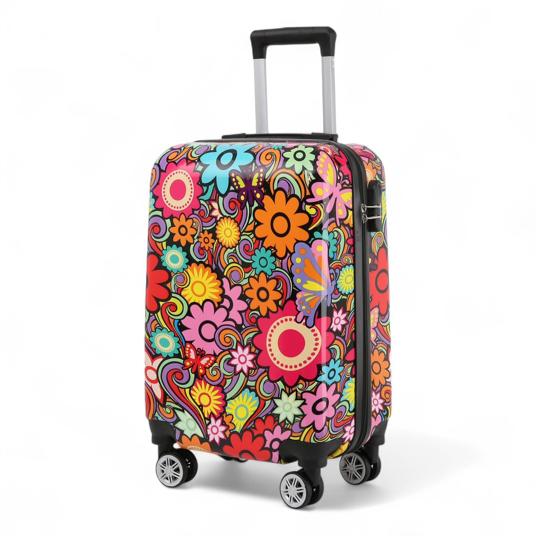 Hard Shell Suitcase Flower Heart Printed Luggage Travel Bag