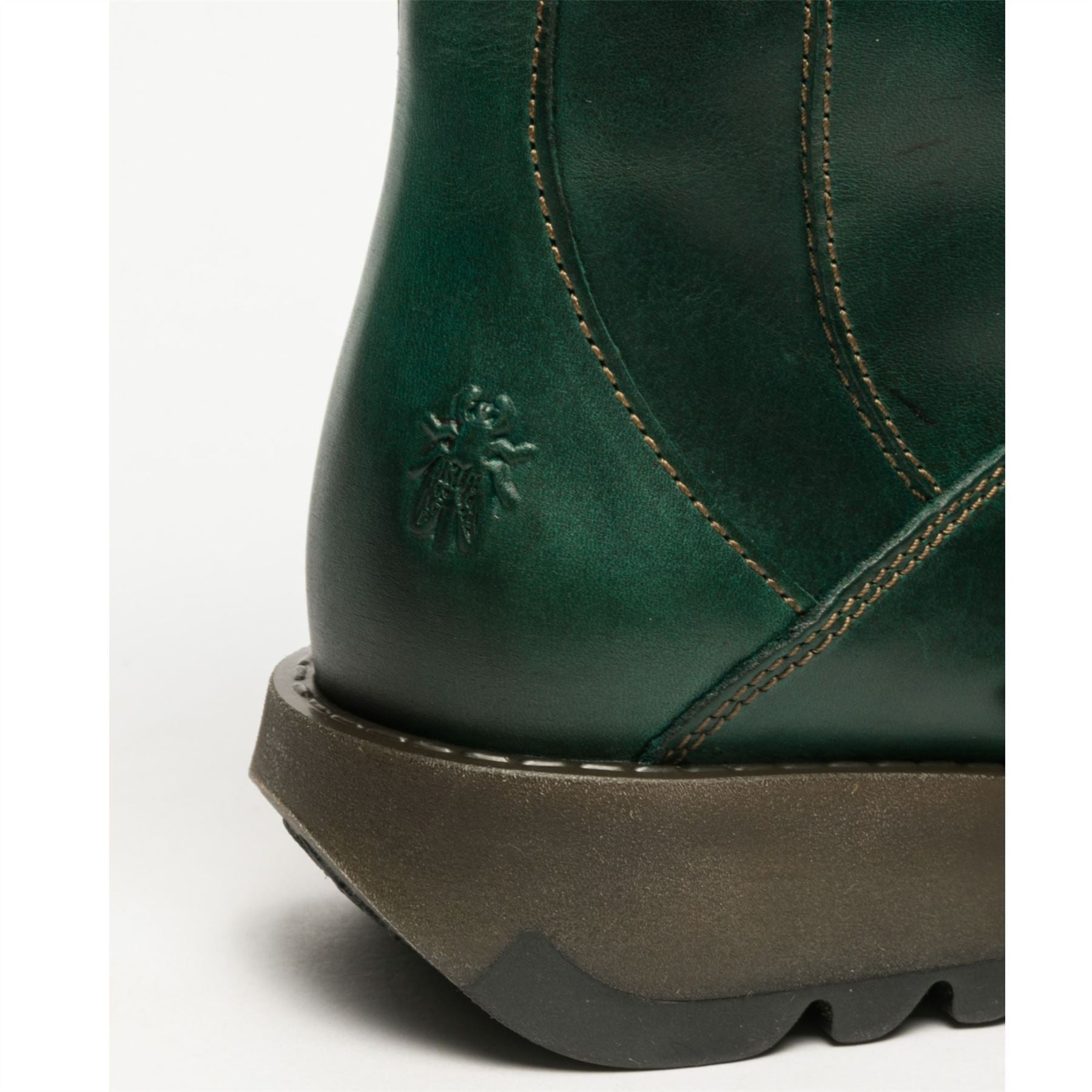 MES2913 - Women's Wedge Heel Buckle Mid Calf Leather Boots