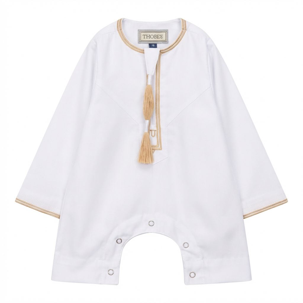 TT-003 - Baby Toddler Emirati Omani Gold Tassel Romper Thobe
