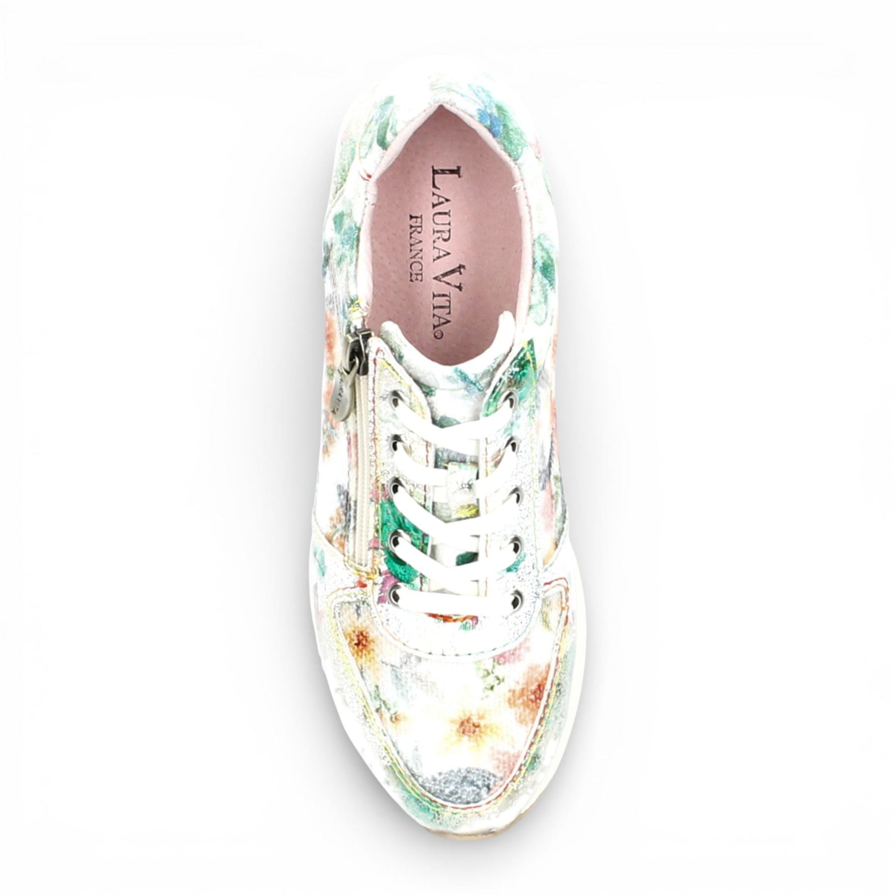 Gycmo 58 - Women's Green Floral Leather Sneakers