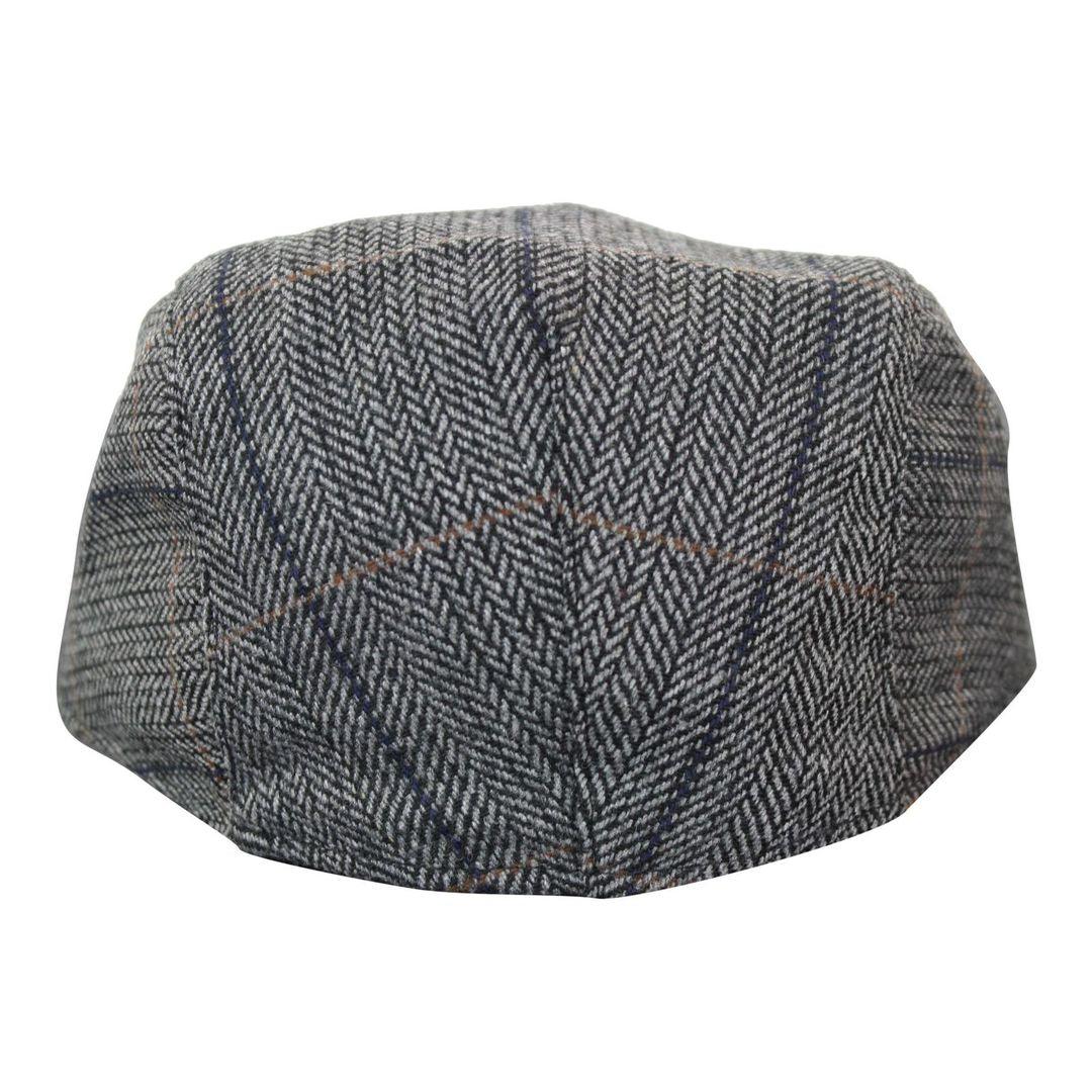 Mens Herringbone Tweed Wool Check Grandad Flat Caps Hats Vintage Green Grey Blue Brown - Knighthood Store