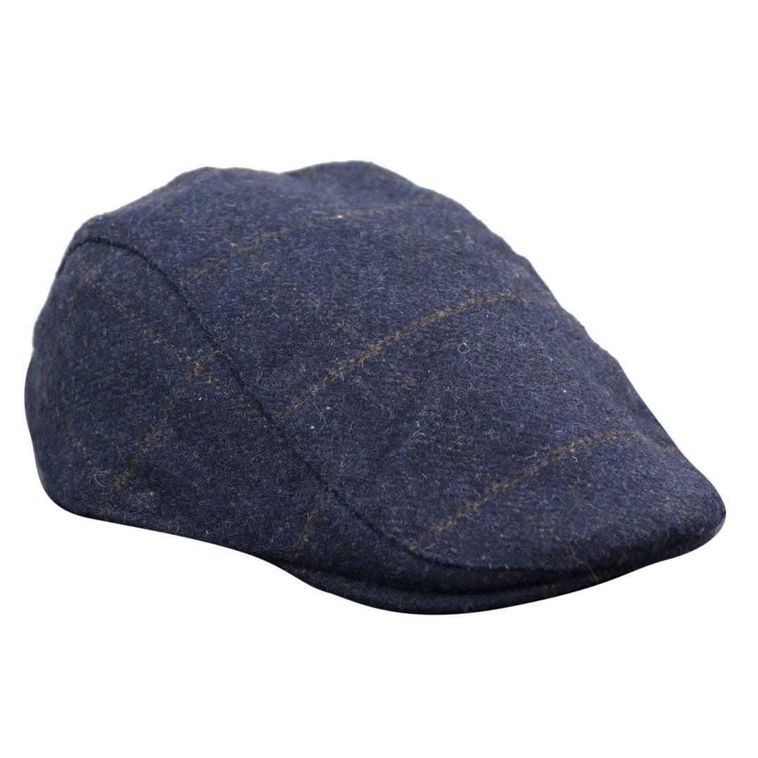 Mens Herringbone Tweed Wool Check Grandad Flat Caps Hats Vintage Green Grey Blue Brown - Knighthood Store