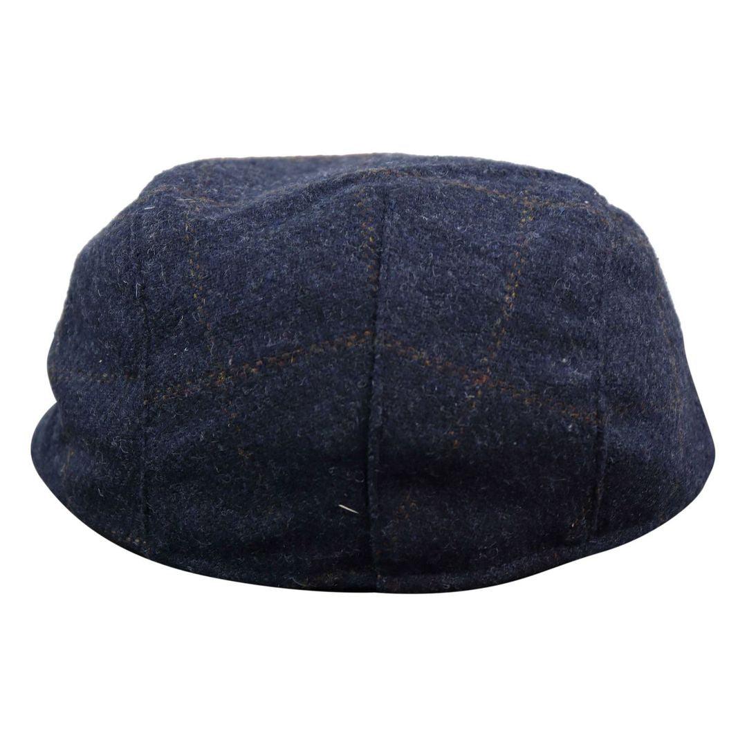 Mens Herringbone Tweed Wool Check Grandad Flat Caps Hats Vintage Green Grey Blue Brown - Knighthood Store